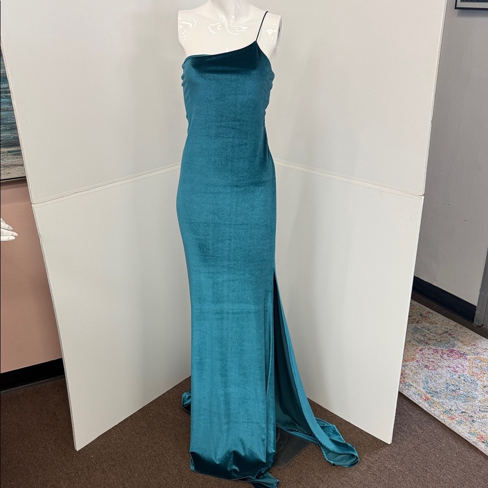 Pia Gladys Perey Elegant Teal Maxi Dress with Slit